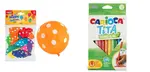 Farbičky Tita JUMBO nelámavé trojhranné pružné Carioca 12 ks-CARIOCA + WTOY Balóny guľaté bodkované, 30cm, 10ks -WTOY