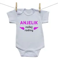 Boodyy Body s krátkym rukávom Anjelik našej rodiny Ružová 68 (3-6 mesiacov)