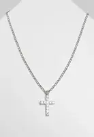 Náhrdelník s diamantovým křížem - stříbrné barvy