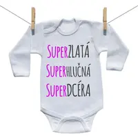 Boodyy Body s dlhým rukávom Super zlatá, super hlučná, super dcéra 86 (12-18 mesiacov)