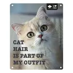 EBI D&D I LOVE HAPPY CATS kovová tabuľa: ,,Cat hair is part of my outfit” 20x25cm