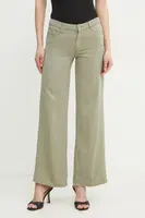 Kalhoty Guess dámské, zelená barva, jednoduché, high waist, W4GA96 WDP85