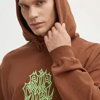 Bavlněná mikina Rip Curl pánská, hnědá barva, s kapucí, s potiskem