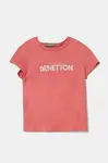 Dětské bavlněné tričko United Colors of Benetton růžová barva, 3I1XG10HU