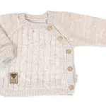 Baby Nellys Pletený svetřík a kalhoty s kapsou Hand Made 2D, Nature, Vel. 68