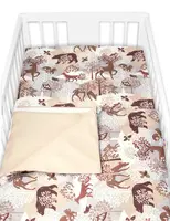 Baby Nellys Mantinel s povlečením, 3dílná sada Wild animals, hnědé, 135x100 cm