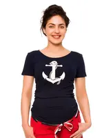 bemaamaa Těhotenské triko Kotva - granát, vel. S