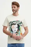 Bavlněné tričko Guess béžová barva, s aplikací, M4GI49 KBW41