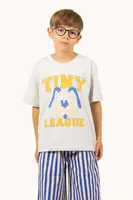 Dětské bavlněné tričko Tinycottons TINY LEAGUE GRAPHIC TEE šedá barva, s potiskem, SS25-079
