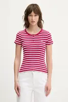 Bavlněné tričko Tommy Jeans růžová barva, DW0DW19502