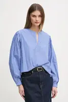 Bavlněná halenka Tommy Hilfiger dámská, fialová barva, hladká, WW0WW44059