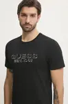 Bavlněné tričko Guess černá barva, s aplikací, M5RI50 K9RM1