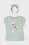 Dětské bavlněné tričko Mayoral zelená barva, 3009