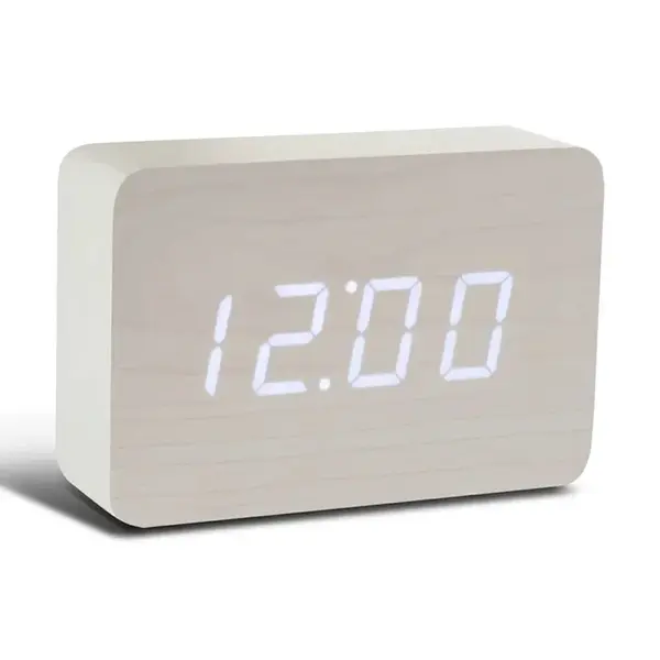 LED hodiny Gingko Design Brick White Click Clock
