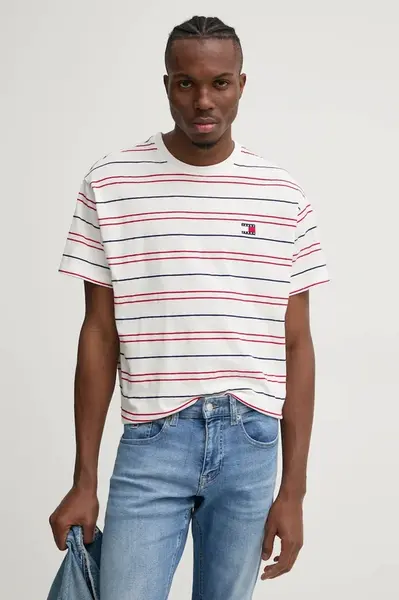 Bavlněné tričko Tommy Jeans bílá barva, DM0DM20675