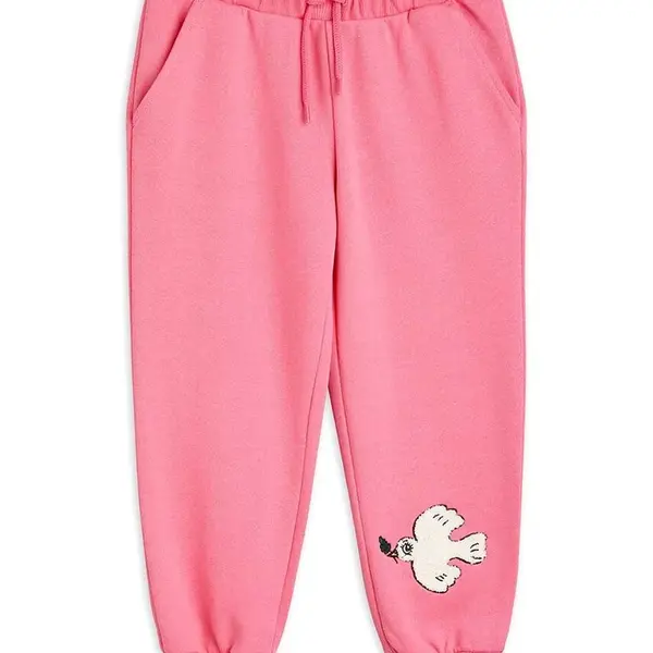 Dětské bavlněné tepláky Mini Rodini Mini Rodini x Wrangler růžová barva, s aplikací