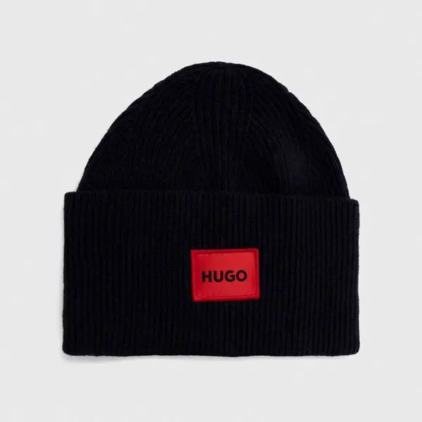 Čepice HUGO tmavomodrá barva, z tenké pleteniny