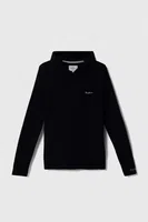 Dětská bavlněná mikina Pepe Jeans tmavomodrá barva, s kapucí, hladká