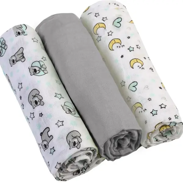 Babyono Pleny mušelínové Supersoft 3 ks šedé