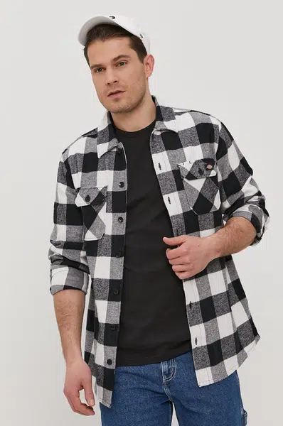 Košile Dickies pánská, černá barva, regular, s klasickým límcem, DK0A4XDZBLK-BLACK
