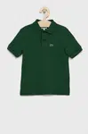 Dětská bavlněná polokošile Lacoste zelená barva