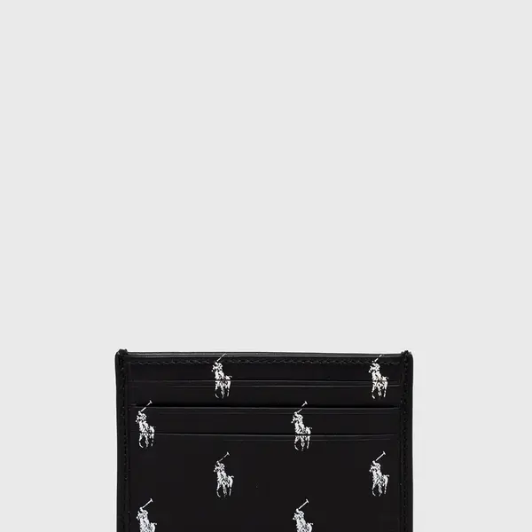 Kožené pouzdro na karty Polo Ralph Lauren pánský, černá barva, 405845400001