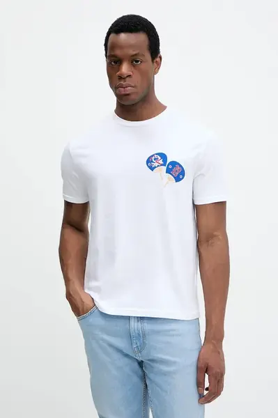 Bavlněné tričko United Colors of Benetton fialová barva, s potiskem, 3I1XU1096