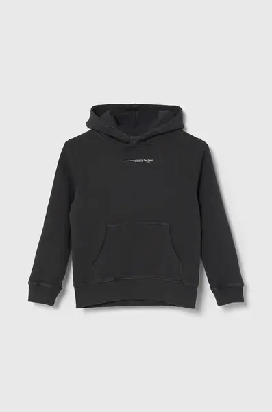 Dětská bavlněná mikina Pepe Jeans NEW DAVIDE HOODIE šedá barva, s kapucí, s potiskem