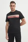 Bavlněné tričko Calvin Klein černá barva, s potiskem, K10K114163