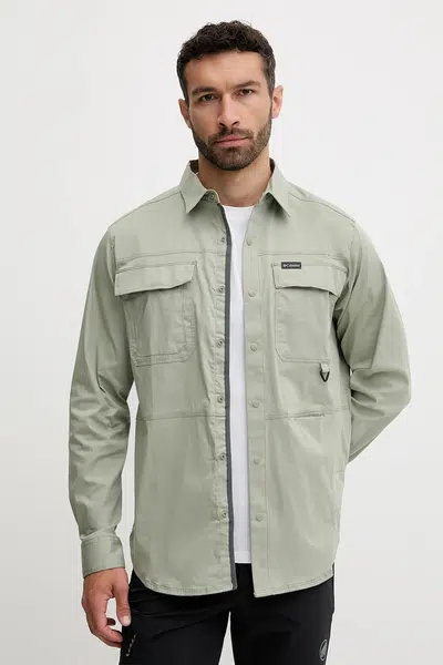 Košile Columbia Landroamer Twill pánská, zelená barva, regular, s klasickým límcem, 2120581