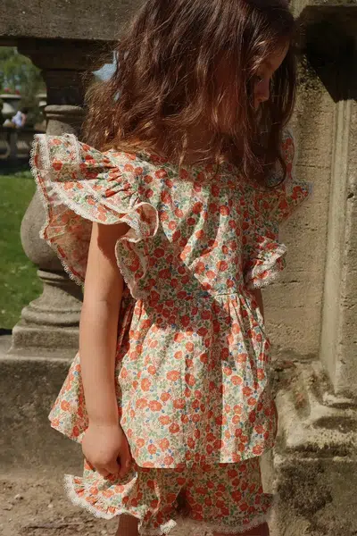 Dětská bavlněná halenka Konges Sløjd VERBENA TOP GOTS oranžová barva, vzorovaná, KS102297