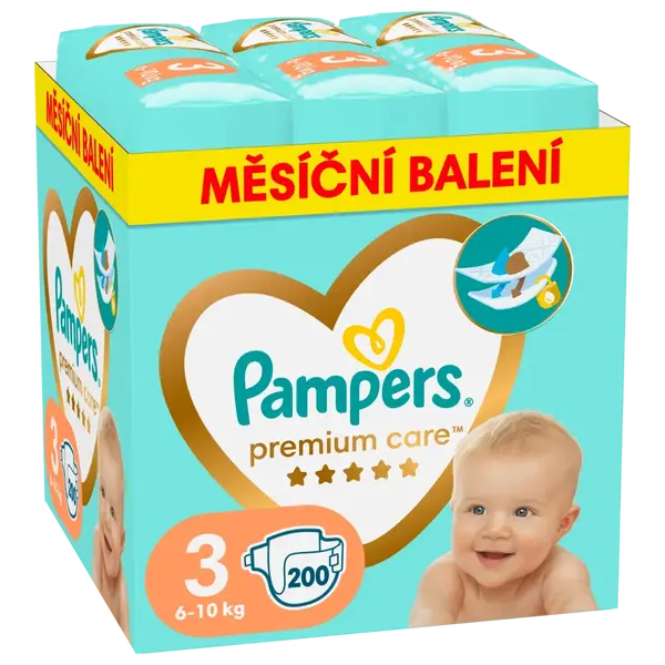 Pampers Premium Care vel. 3 6–10 kg dětské pleny 200 ks