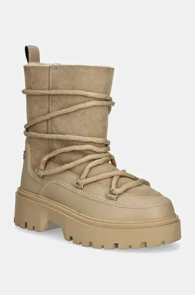 Sněhule Tommy Hilfiger REAL SHEARLING LACE-UP SNOWBOOT