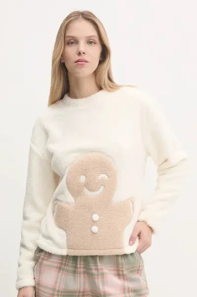 Pyžamová mikina United Colors of Benetton dámská, béžová barva, 3UKC3M06S