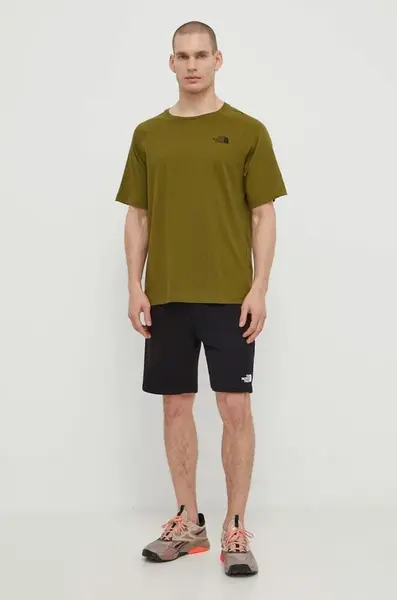 Bavlněné tričko The North Face zelená barva, s potiskem, NF0A87NUPIB1