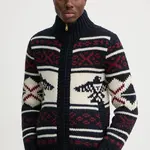 Svetr s příměsí vlny Superdry pánský, tmavomodrá barva, M6110591A-4BL