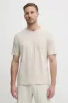 Bavlněné tričko Calvin Klein Jeans béžová barva, J30J327494