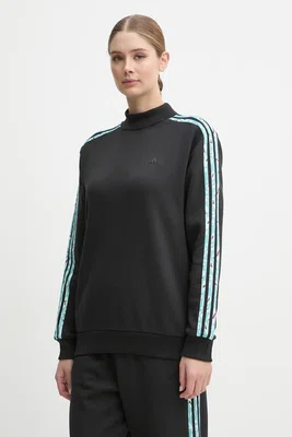 Mikina adidas Animal dámská, černá barva, s aplikací, IY1661