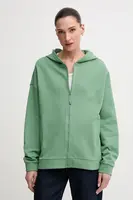 Bavlněná mikina United Colors of Benetton dámská, zelená barva, s kapucí, hladká, 3UNID500R