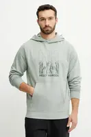 Mikina Helly Hansen pánská, zelená barva, s kapucí, s aplikací