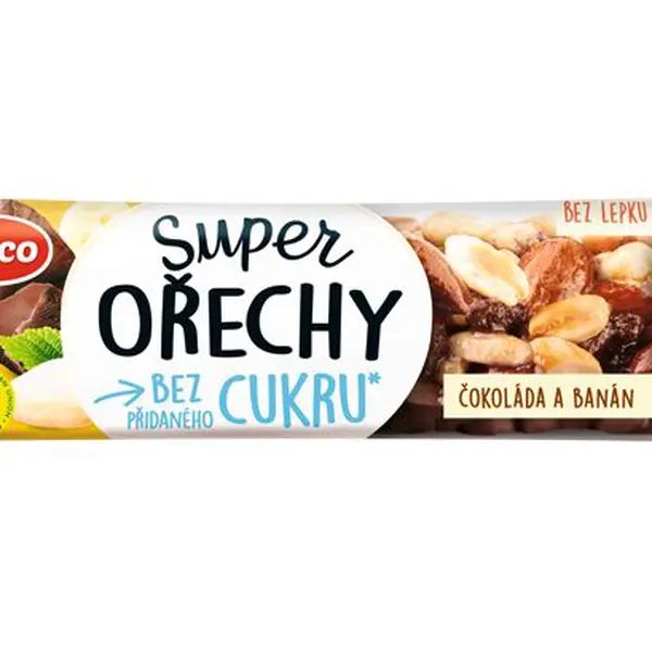 Emco Super ořechy tyčinka Čokoláda a banán 35 g