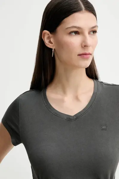 Bavlněné tričko G-Star Overdyed eyben slim v t 2.0 černá barva, D24533-B059