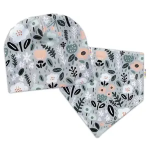 Baby Nellys Dvouvrstvá čepice + šátek Palouček, mátová, 104/110