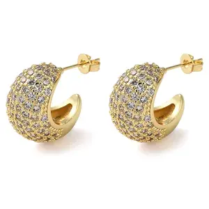 Rack Plating Brass Micro Pave Cubic Zirconia Stud Earrings