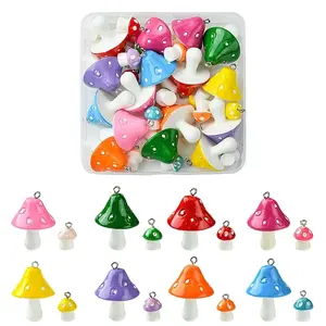 32Pcs 16 Styles Opaque Plastic with Resin Pendants