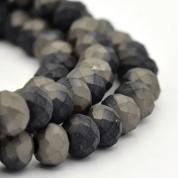 Half Plated Faceted Rondelle Glass Beads Strands