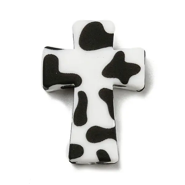 Cross with Cow Silicone Focal Beads