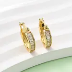 Brass Micro Pave Clear Cubic Zirconia Ring Hoop Earrings