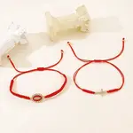 2Pcs Alloy Rhinestone Charm Bracelets for Women