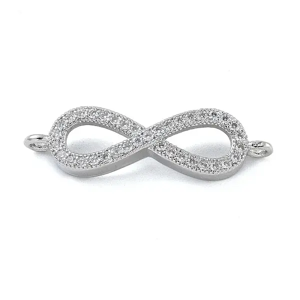 Rack Plating Brass Micro Pave Clear Cubic Zirconia Infinity Connector Charms